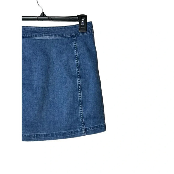 1714. FREE PEOPLE LITTLE DAISIES BUTTON‎ UP DENIM SKIRT SIZE 0 MEDIUM WASH DENIM - Picture 4 of 8